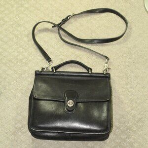 Vintage COACH Willis Bag 9927 Genuine Full Grain Leather Black Silver Strap